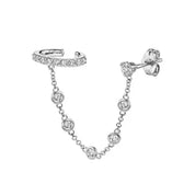 Crystal Chain Earring - Silver