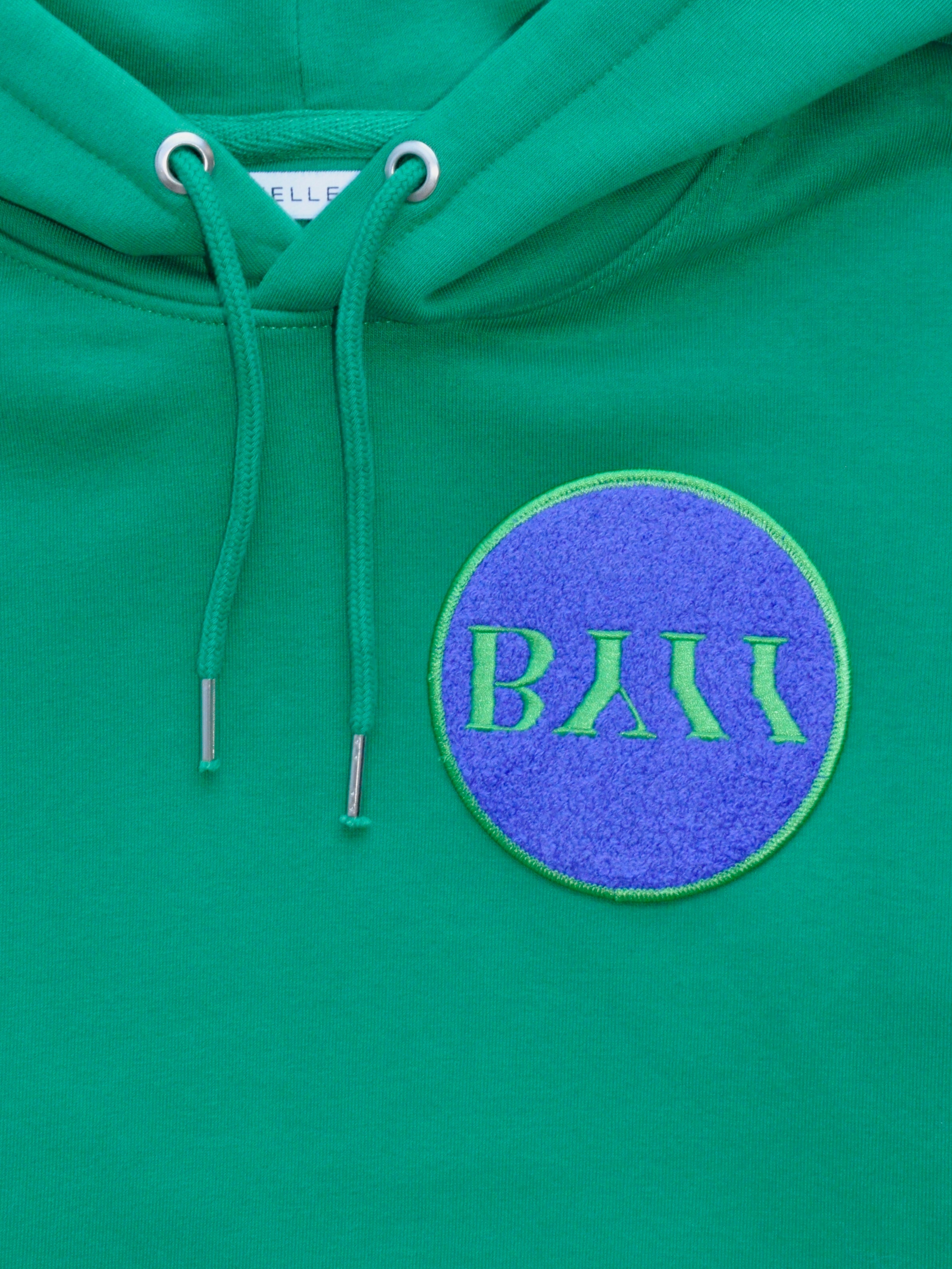 BY11 Organic Cotton Logo Patch Hoodie - Kelly Green & Royal Blue