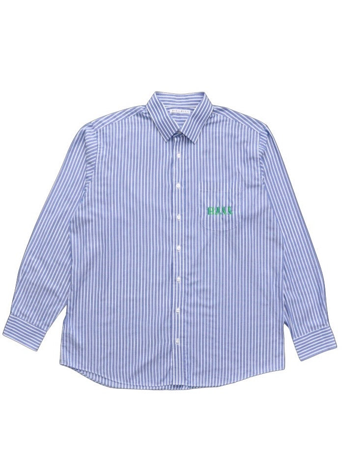 Reimagined Embroidered Logo Cotton Mix Shirt - Blue Stripe