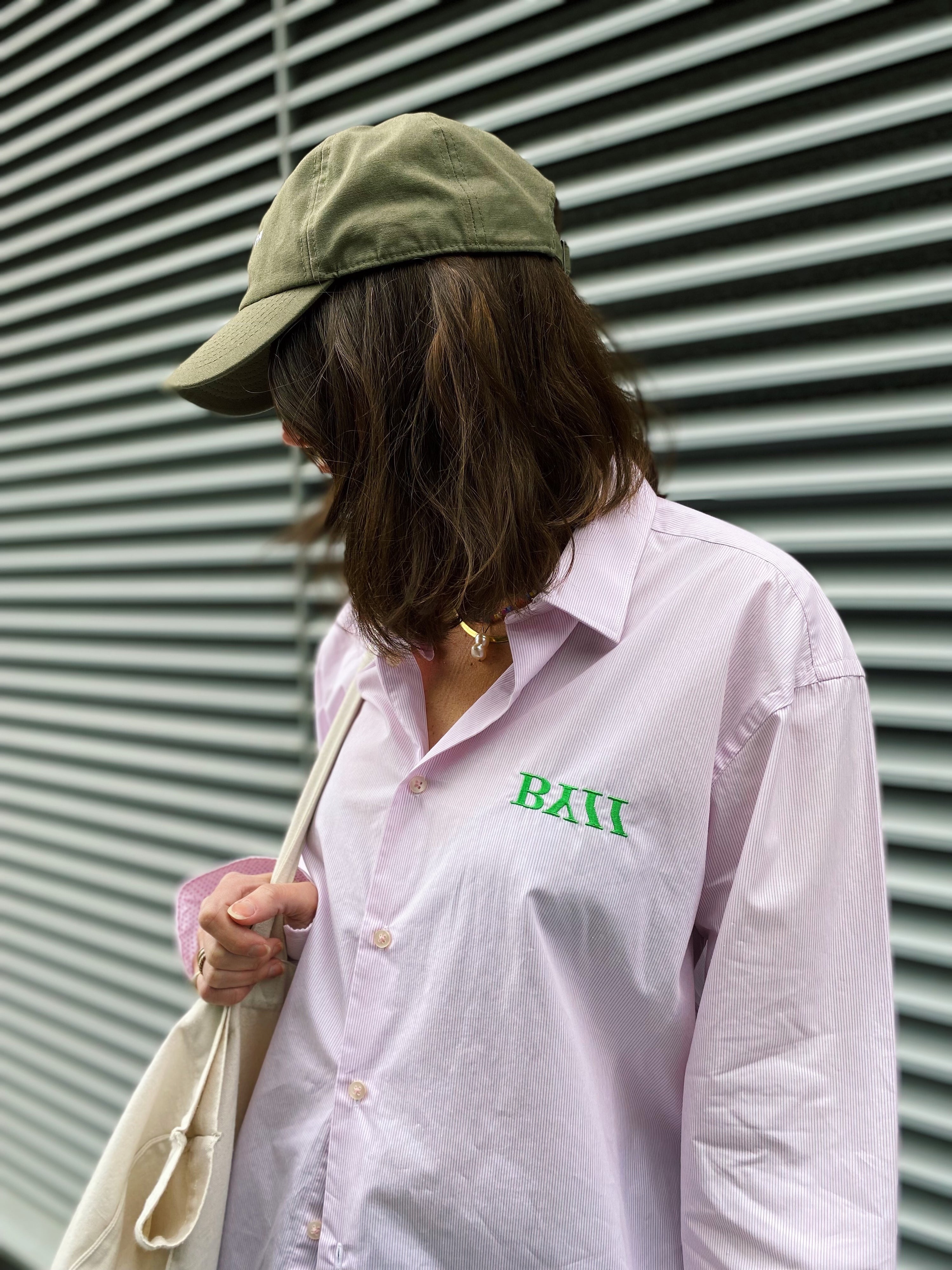 Reimagined Embroidered Logo Cotton Shirt - Pink Pinstripe