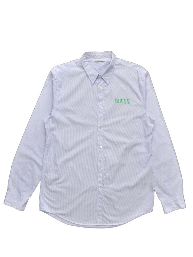 Reimagined Embroidered Logo Cotton Shirt - Pale Blue Narrow Stripe