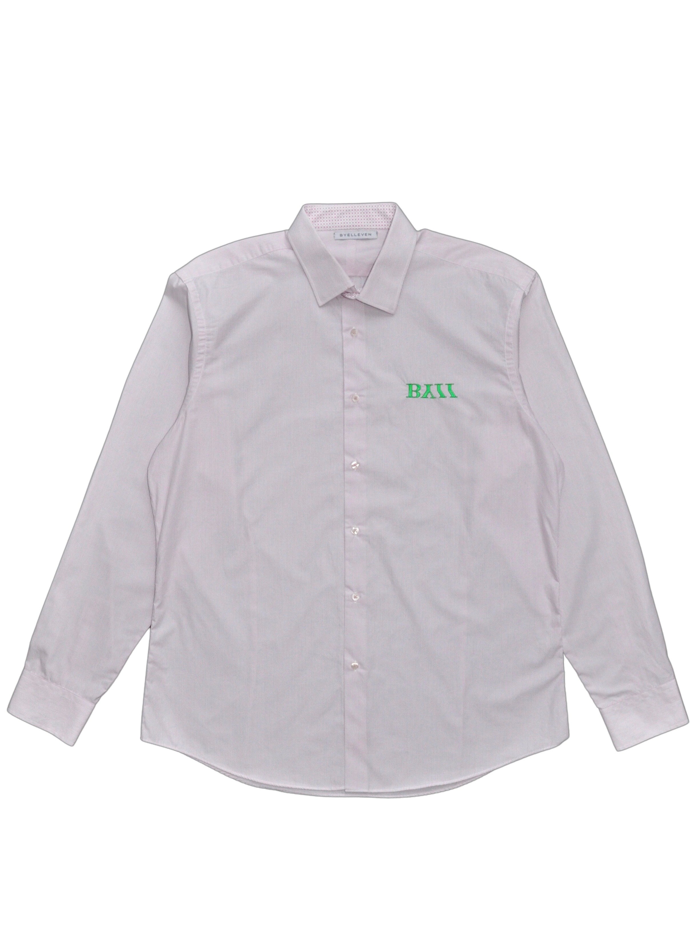Reimagined Embroidered Logo Cotton Shirt - Pink Pinstripe