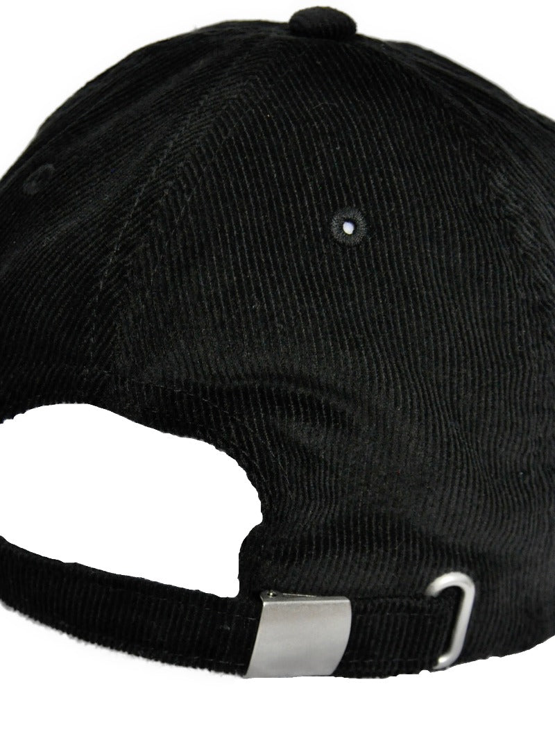 Embroidered Corduroy Cap - Black