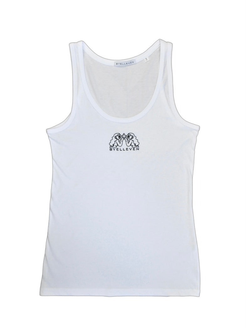 BY11 x Intangible Objects Organic Embroidered Tank -White