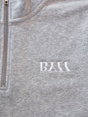BY11 Half Zip Embroidered Logo Unisex Sweatshirt - Grey