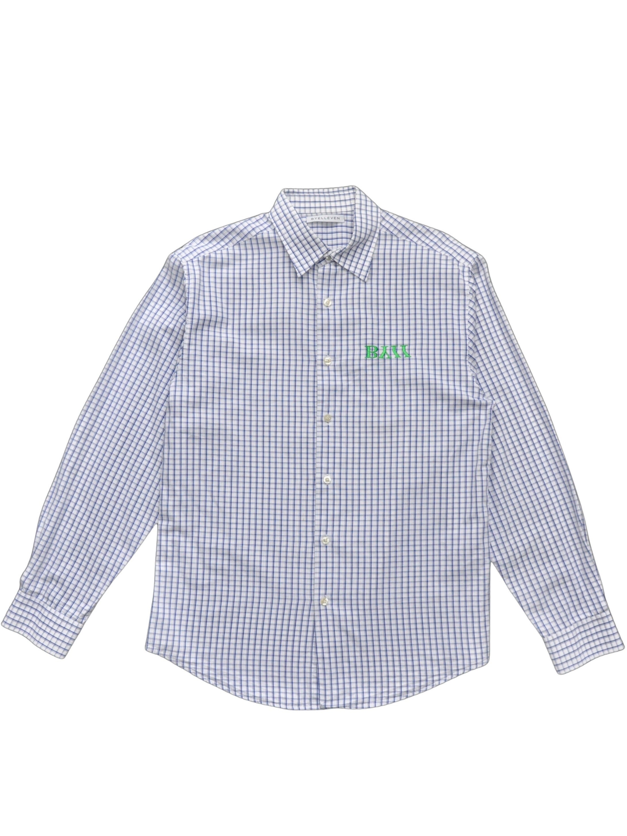 Reimagined Embroidered Logo Cotton Shirt - Blue Grid Check