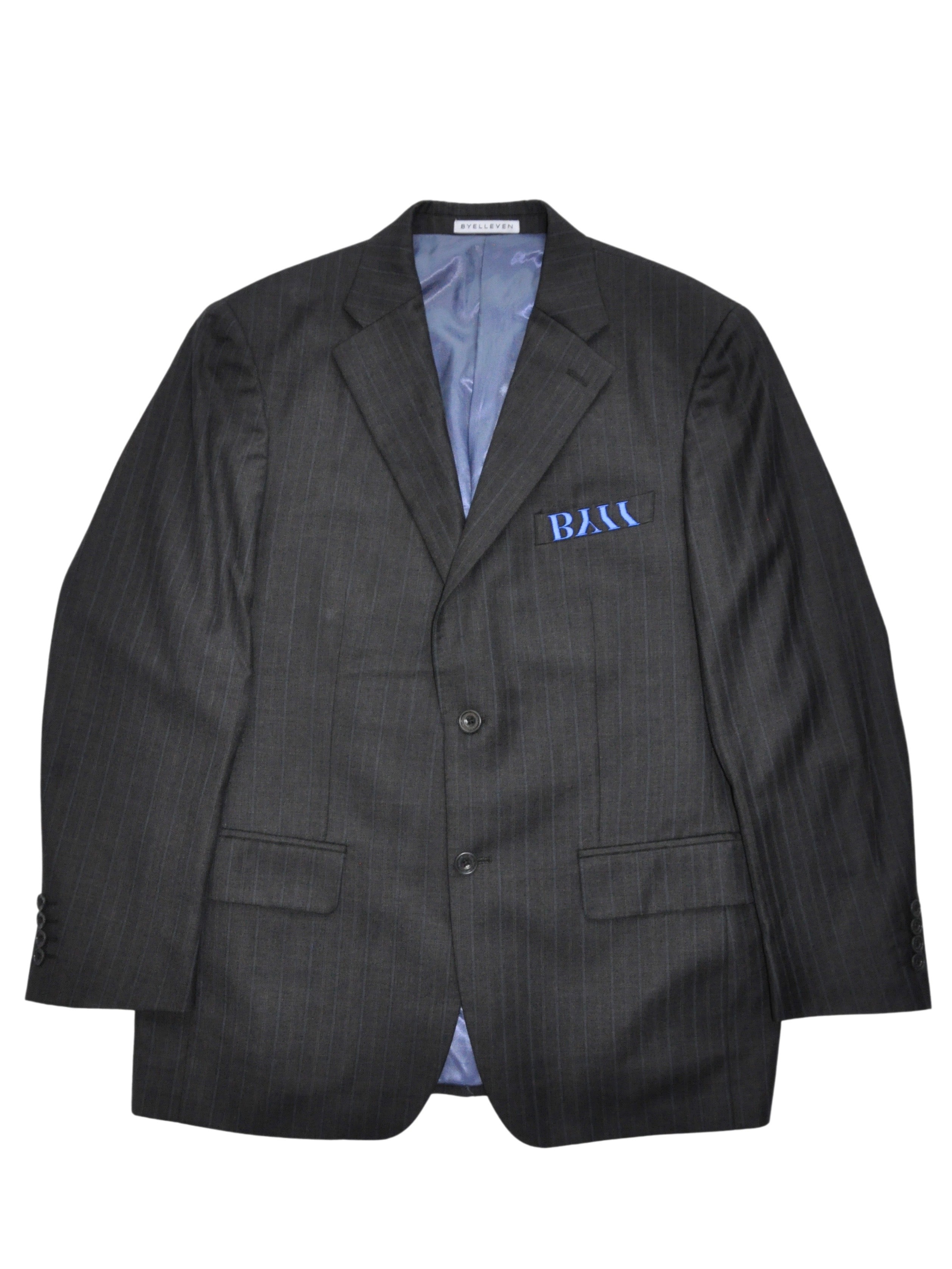 Reimagined Embroidered Logo Blazer - Charcoal and Blue Stripe