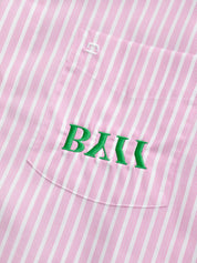 Reimagined Embroidered Logo Cotton Shirt - Bright Pink Stripe