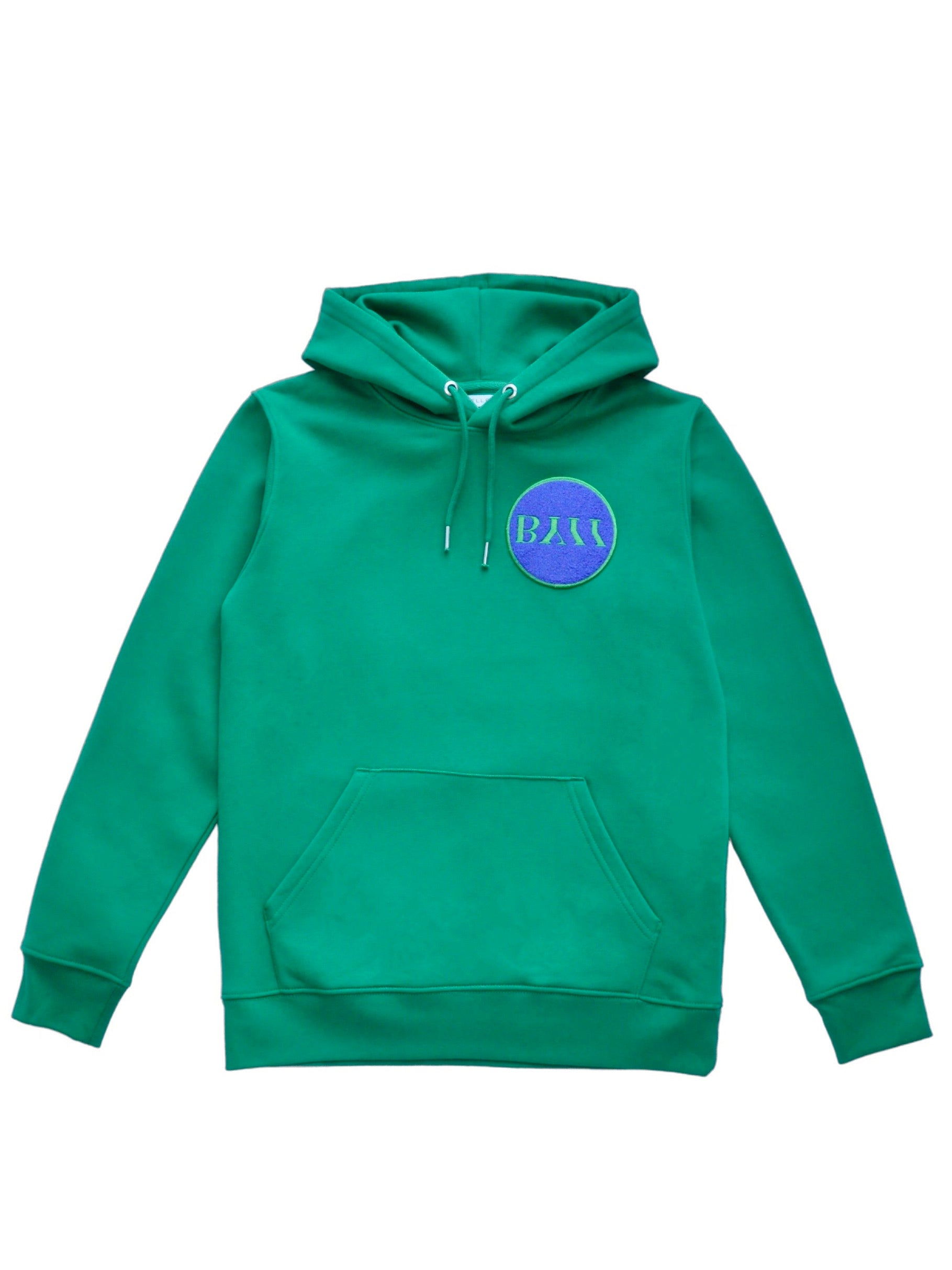 BY11 Organic Cotton Logo Patch Hoodie - Kelly Green & Royal Blue