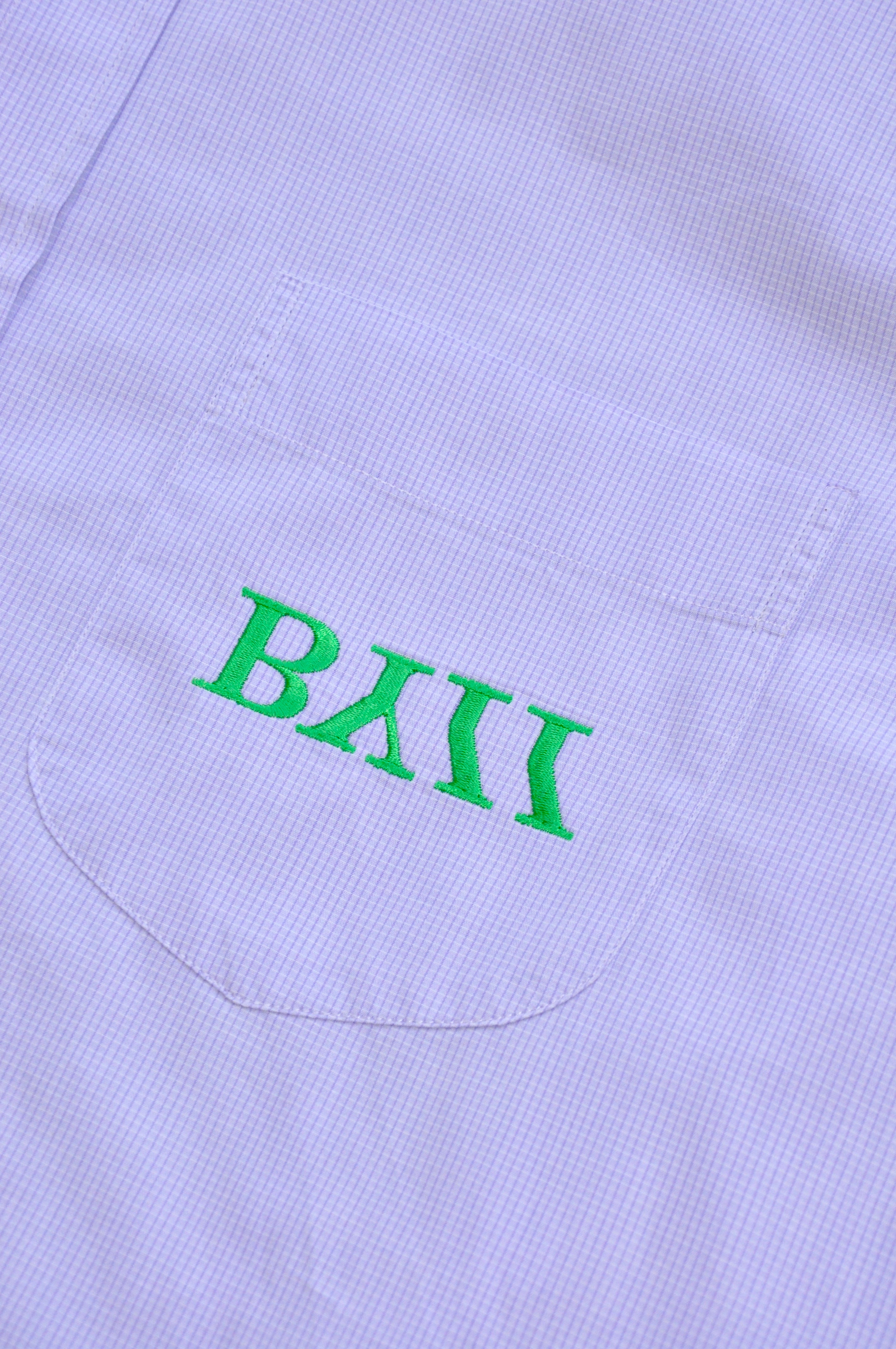 Reimagined Embroidered Logo Cotton Shirt - Lavender Micro Check