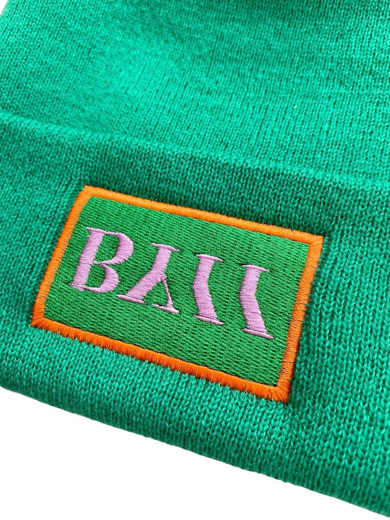 BY11 Embroidered Logo Beanie - Kelly Green/Lavender/Tangerine
