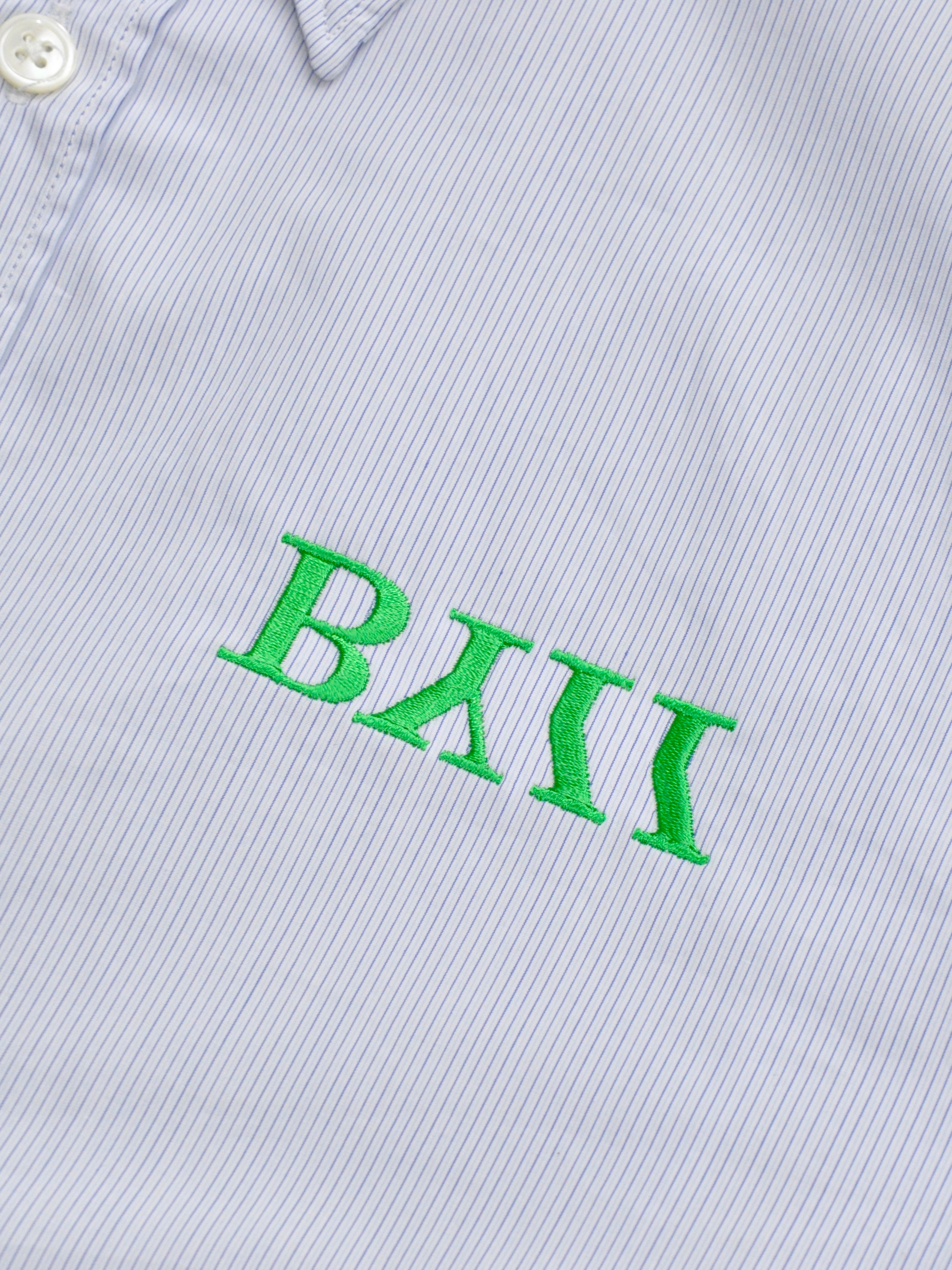 Reimagined Embroidered Logo Cotton Shirt - Pale Blue Narrow Stripe