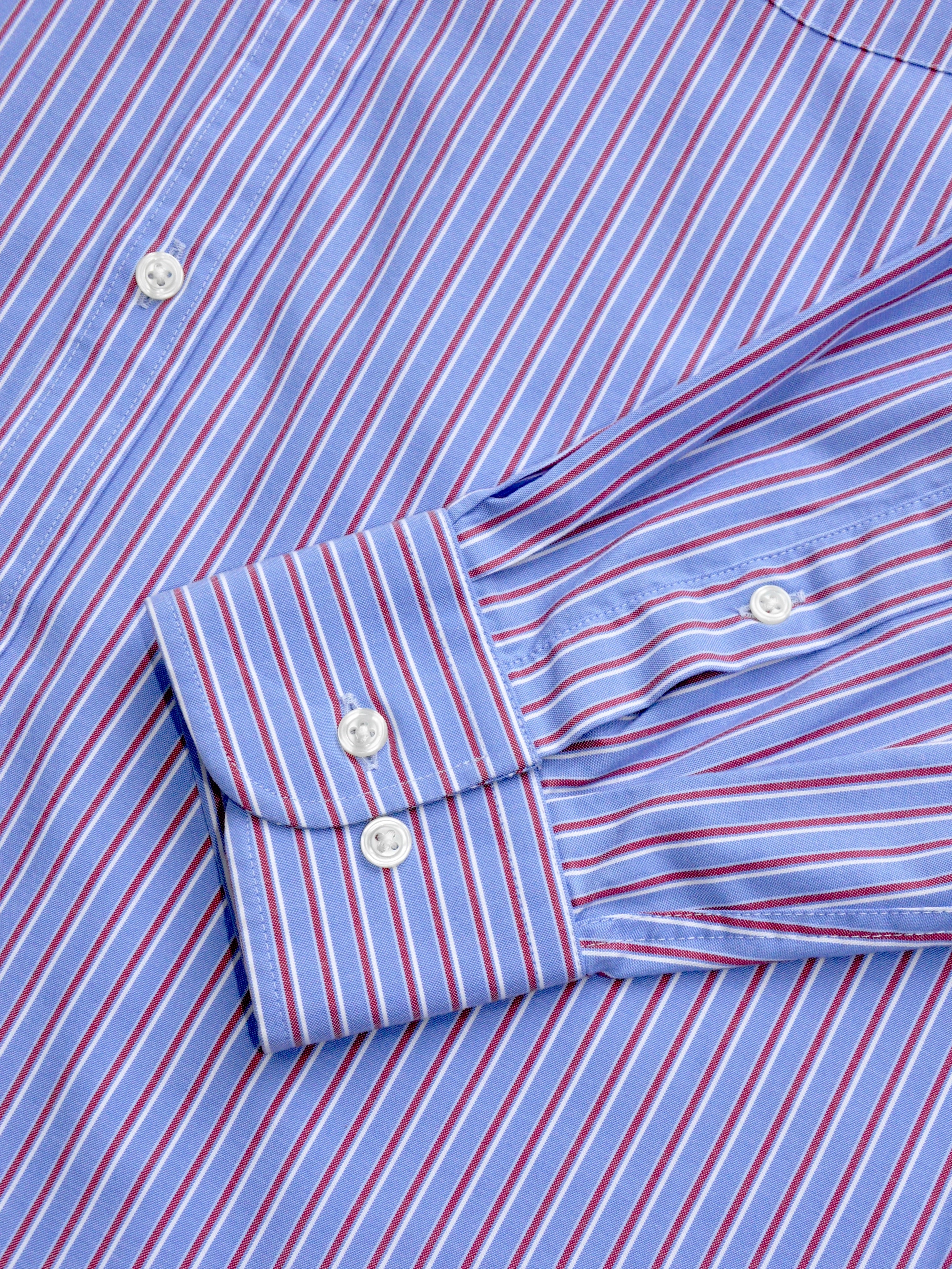 Reimagined Embroidered Logo Cotton Shirt - Blue/Red/White Stripe