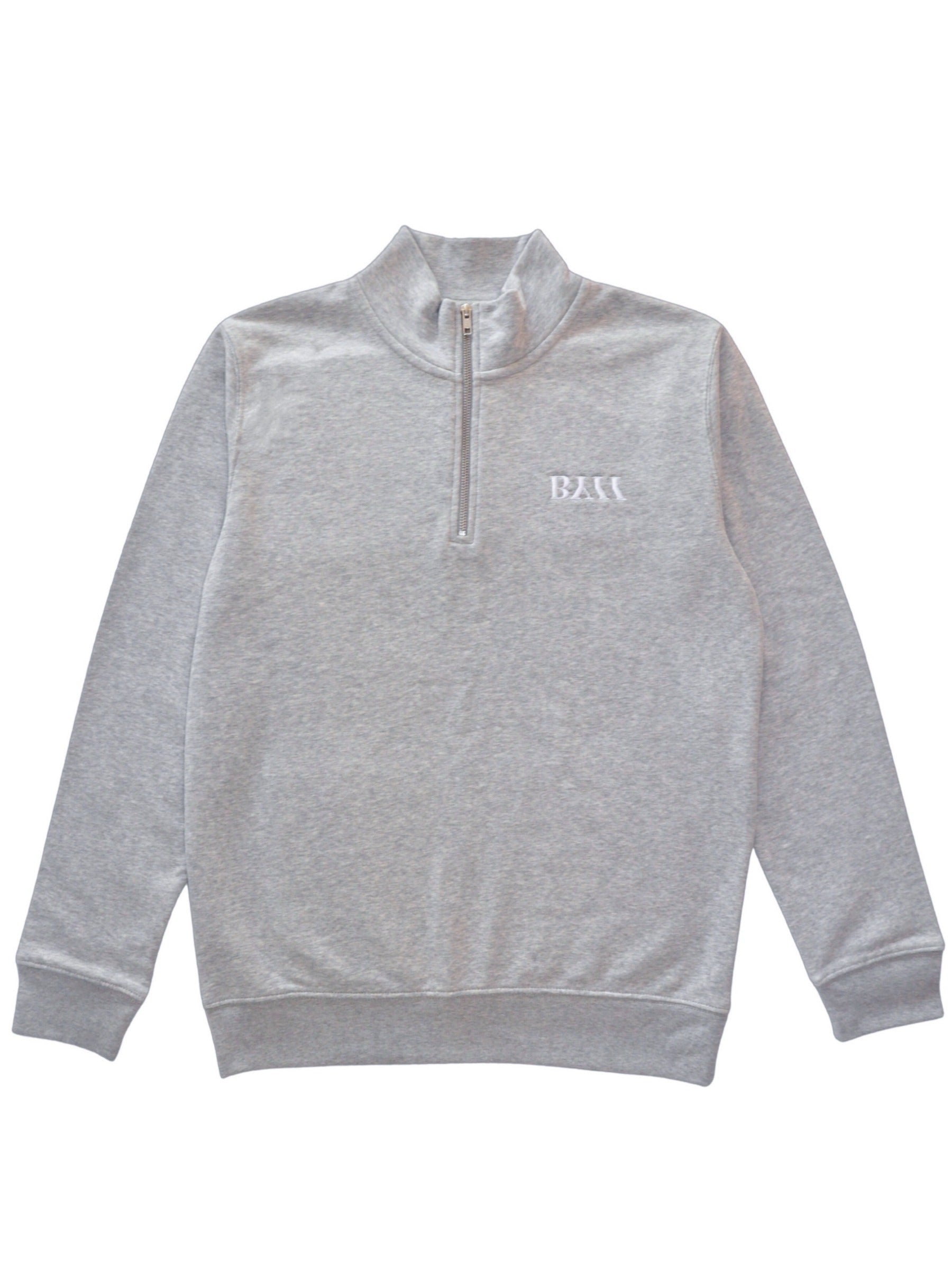 BY11 Half Zip Embroidered Logo Unisex Sweatshirt - Grey