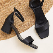Iva - Black Low Heel Sandals