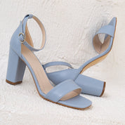 Jess - Light Blue Open Toe Block Heels
