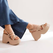 Diana - Chunky Wedge Sandals Beige