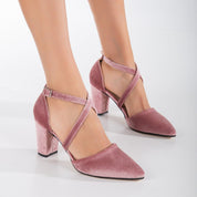 Sina - Blush Velvet Heels, Royal Rose Velvet Bridal Shoes
