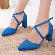 Sina - Bright Blue Glitter Heels