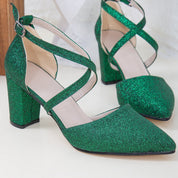 Sina - Green Glitter Heels