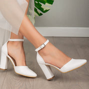 Gisele - White Wedding Shoes with Ribbon