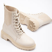 Mallory - Beige Combat Boots