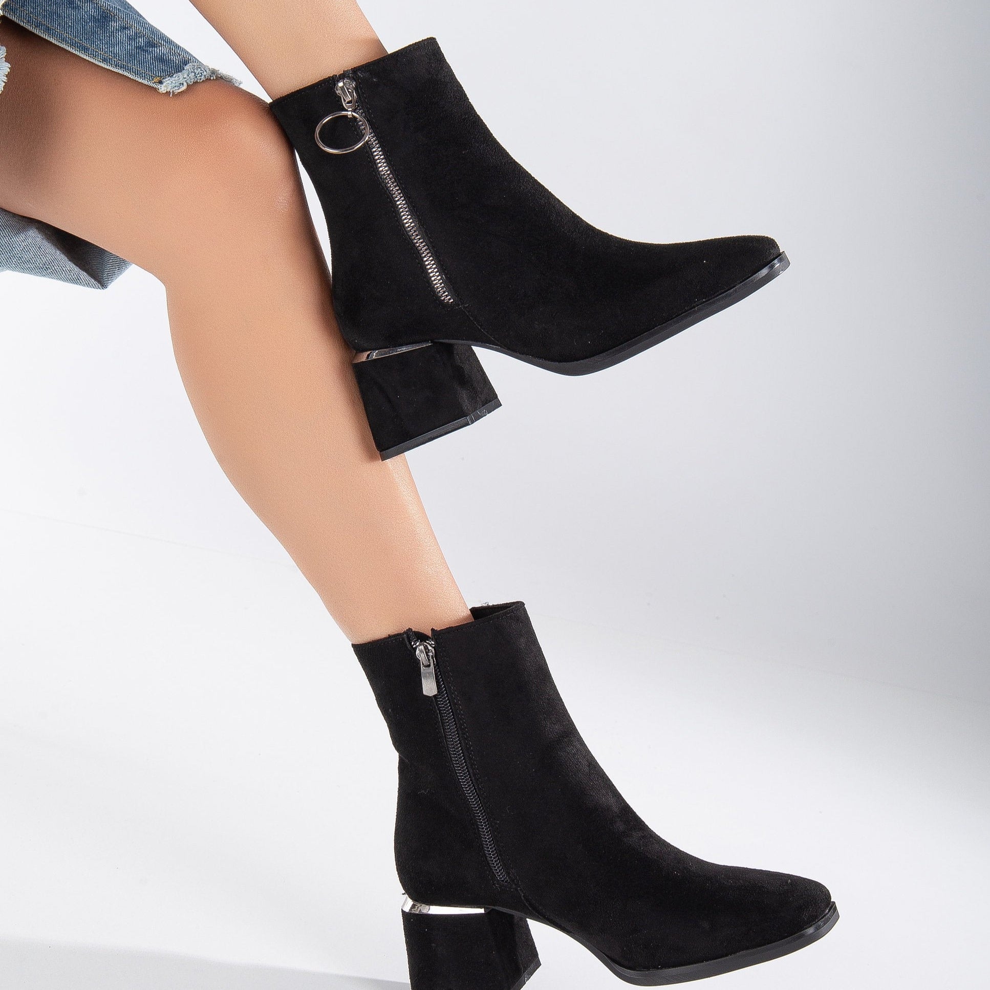 Esme - Black Suede Ankle Boots