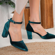 Gisele - Green Velvet Heels