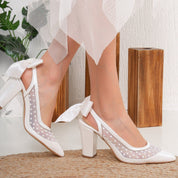 Fleur - Lace Slingback Wedding Shoes