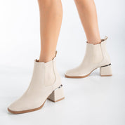 Delilah - Beige Ankle Boots