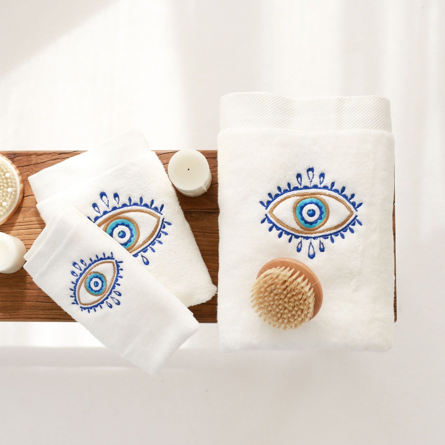 Eye Embroidery Cotton Bath Towel
