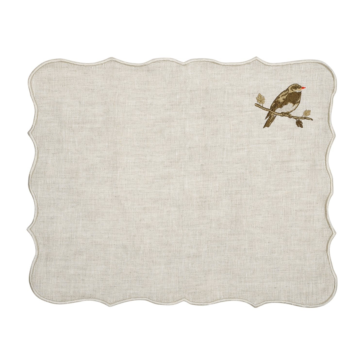 Bird Embroidery Linen Placemats (Set of 2)