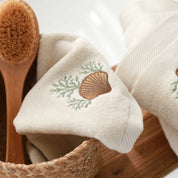Seashell Embroidery Face Towel
