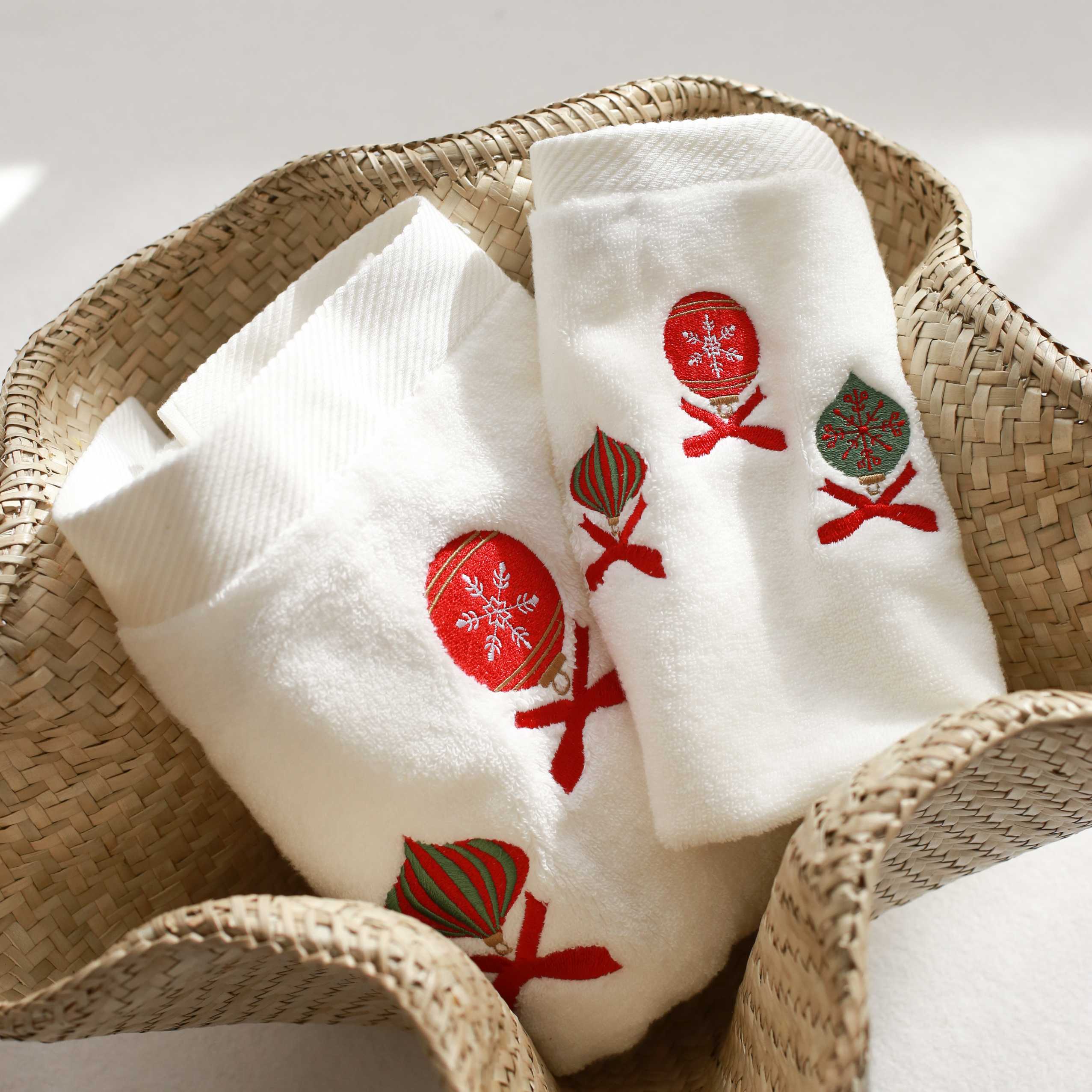 Bauble Embroidery Face Towel