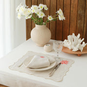 Coral Embroidery Linen Napkins (Set of 2)