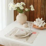 Coral Embroidery Linen Placemats (Set of 2)