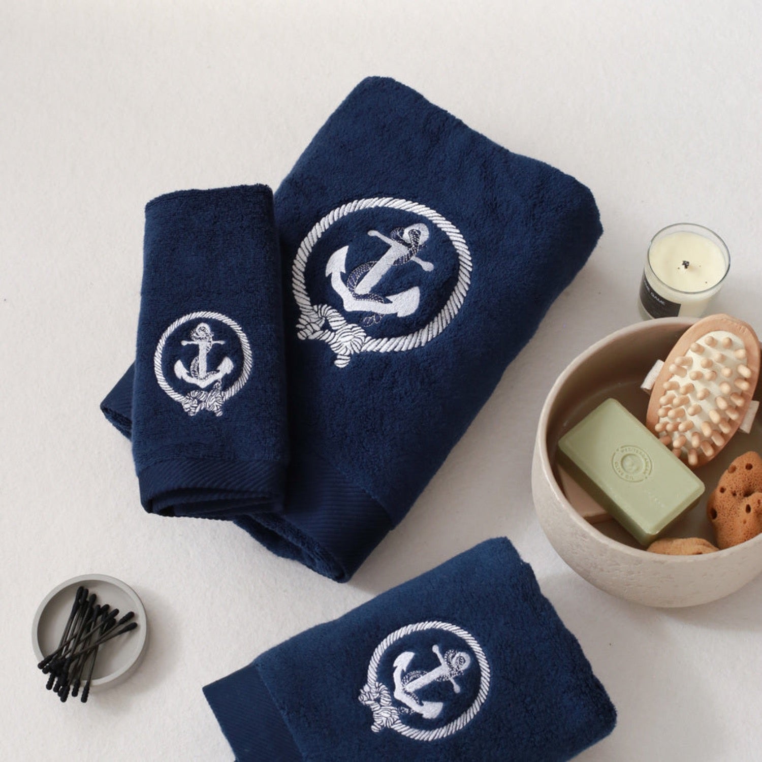 Anchor Embroidery Bath Towel