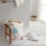 Turquoise Coral Cotton Bath Mat