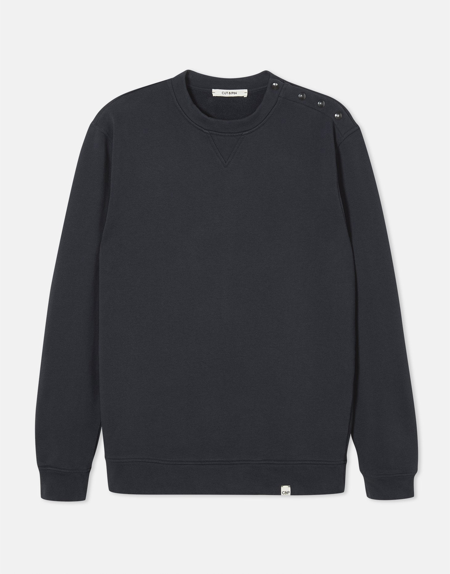 100% Organic Cotton Popper shoulder sweatshirt (Navy)