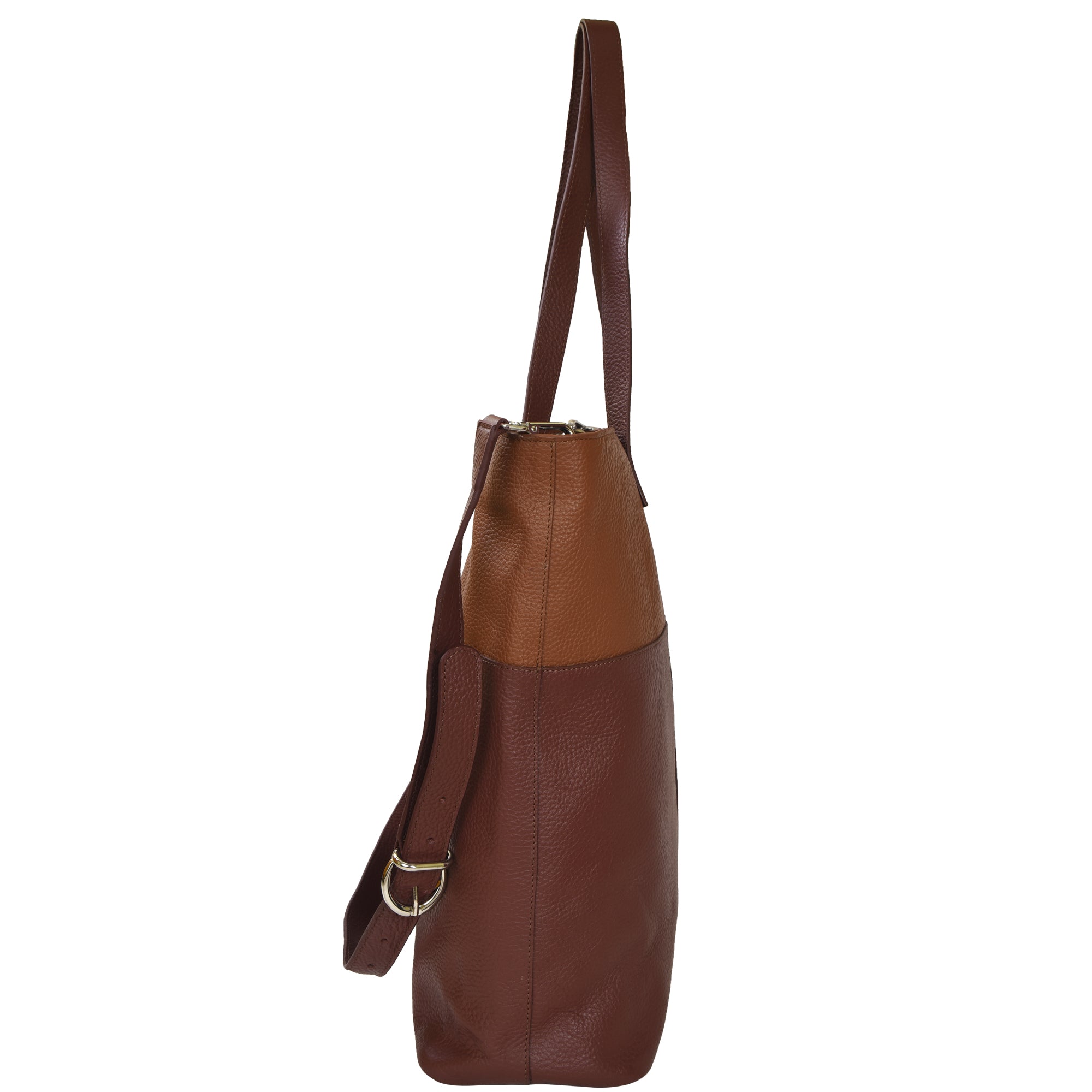 Chocolate And Camel Two Tone Leather Tote