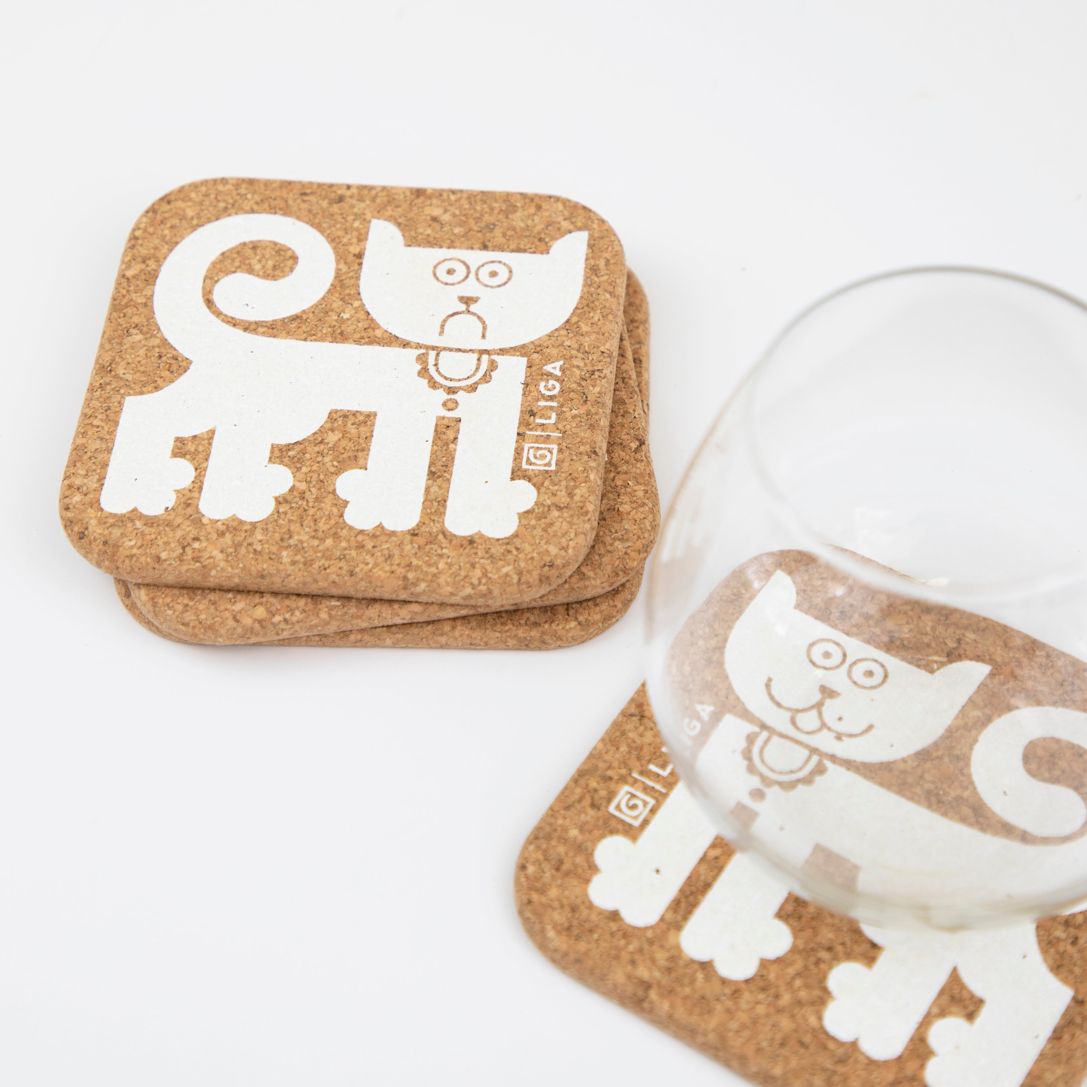 Hornsea Cork Coasters | Happy Cat Sad Cat