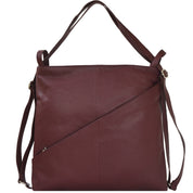 Maroon Leather Convertible Tote Backpack