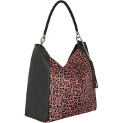 Pink Animal Print Leather Shoulder Bag