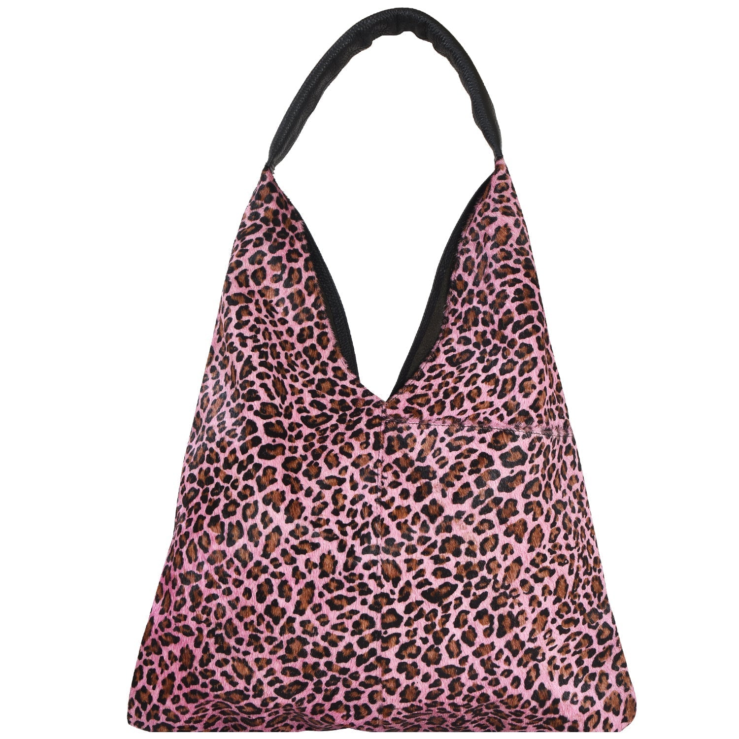 Pink Animal Print Boho Leather Bag