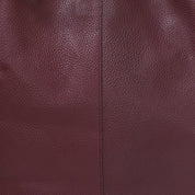 Burgundy Drawcord Leather Hobo Shoulder Bag