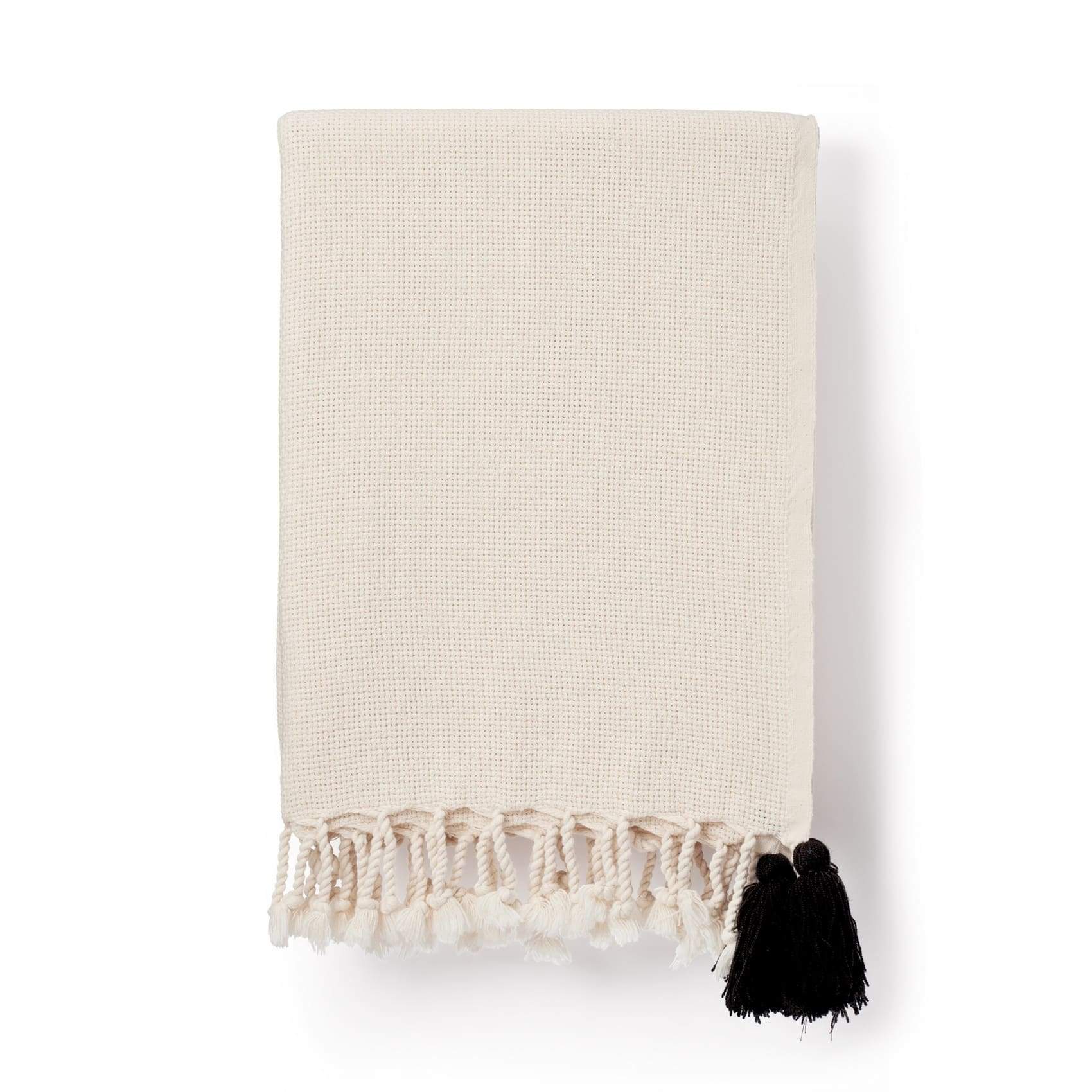 Pom Pom Cotton Weave Blanket