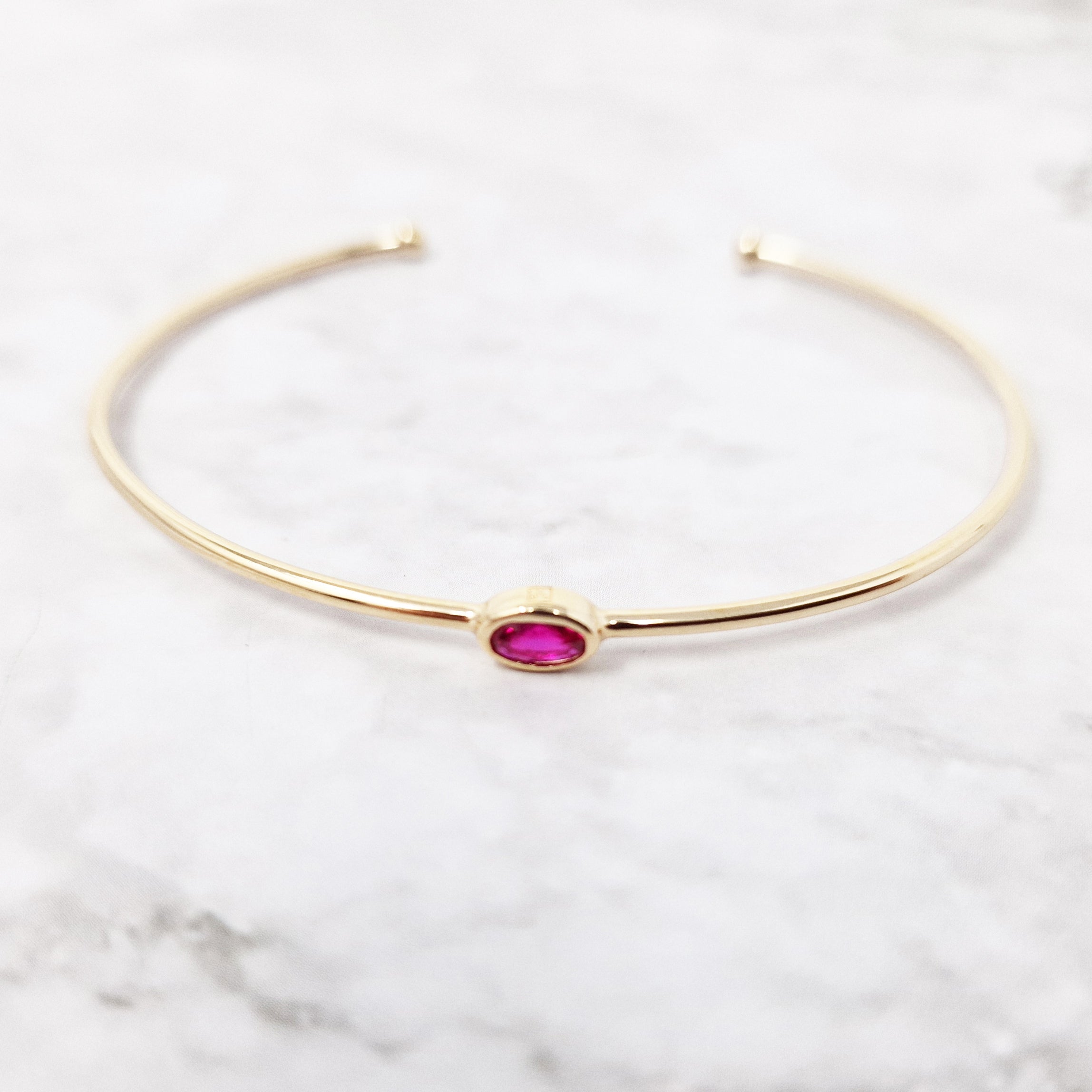 18ct Gold Plated Ruby July Birthstone Bangle