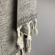 Sema Herringbone Cotton & Wool Blend Blanket Dove Grey