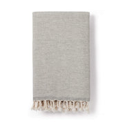 Sema Herringbone Cotton & Wool Blend Blanket Dove Grey
