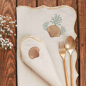 Seashell Embroidery Linen Napkins (Set of 2)